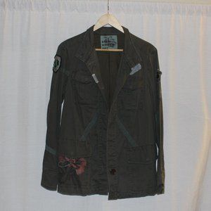 Love Stitch Army Green Embroidered Jacket
